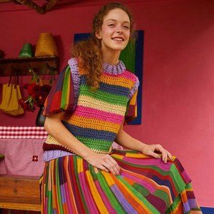 Farm Rio Striped Knit Vest, Medium